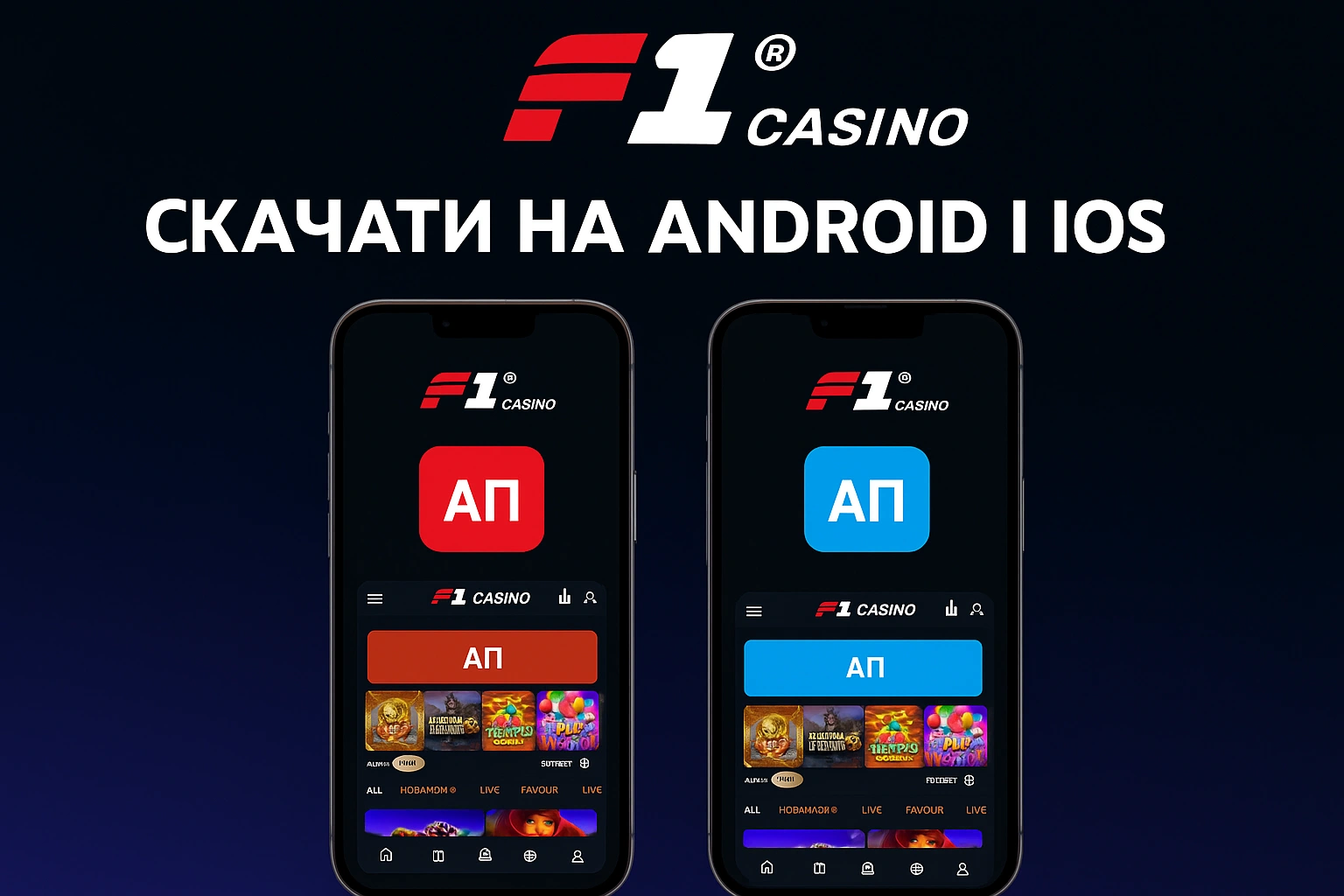 F1 Casino на Android і IOS
